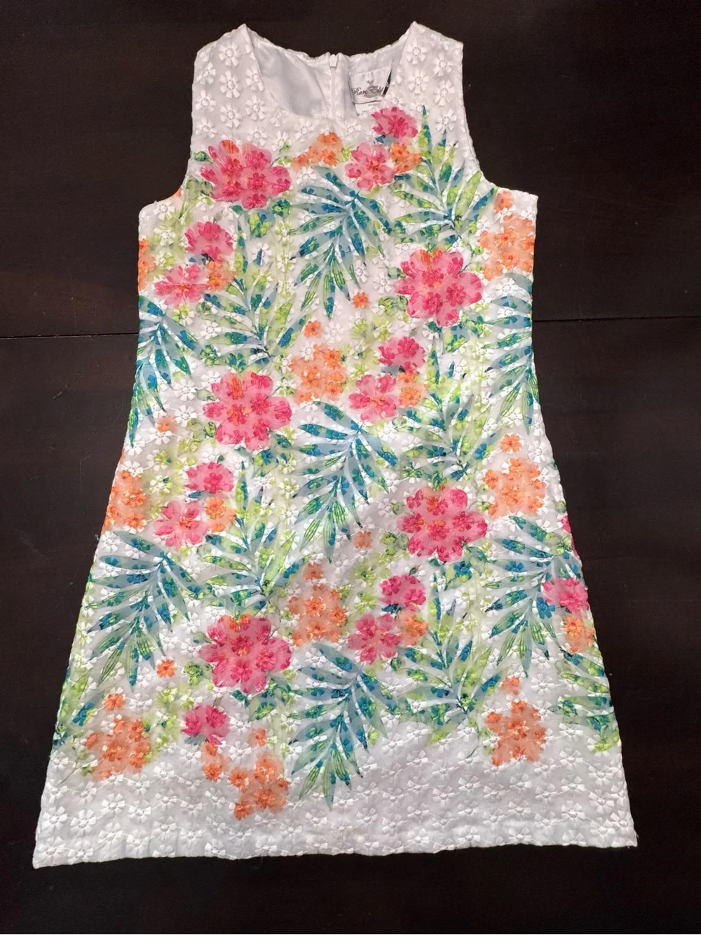 Rare Editions White Floral Sleeveless A-Line Dress